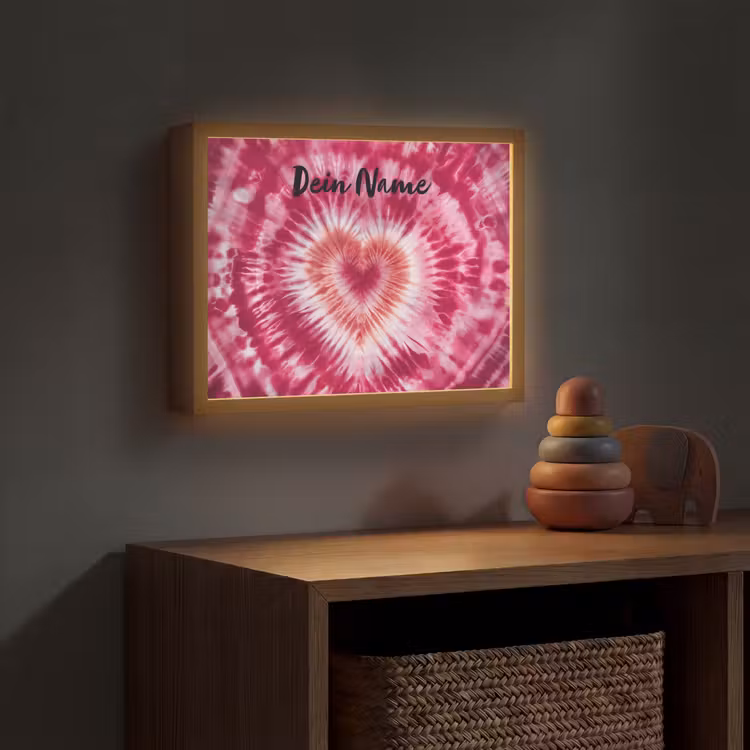 Tie Dye - Hartvorm - Roze Light Box met batterij (Wandlamp kind) middel -sfeer5_kind