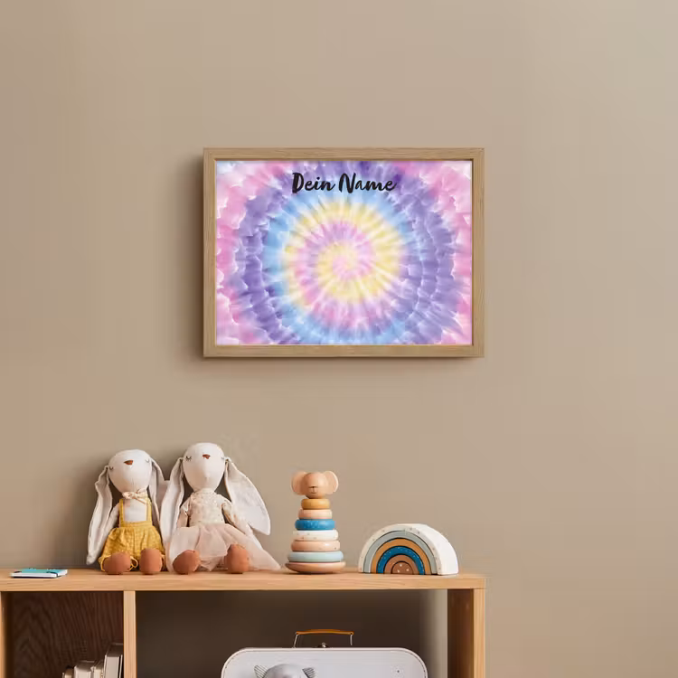Tie Dye - Klassiek - Pasteltinten Light Box met batterij (Wandlamp kind) middel -sfeer2_kind