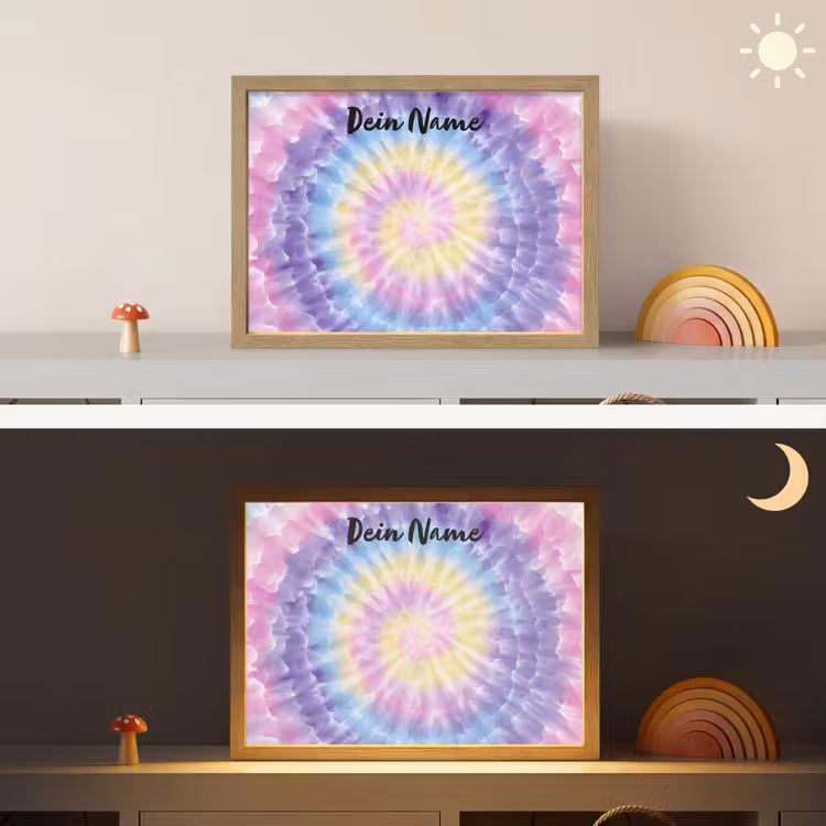 Tie Dye - Klassiek - Pasteltinten Light Box met batterij (Wandlamp kind) middel -sfeer3_kind