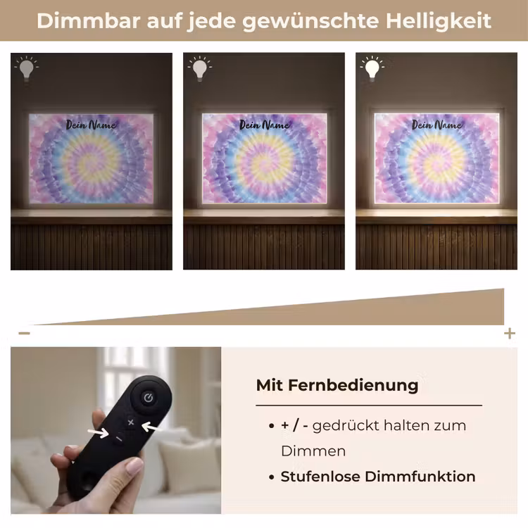 Tie Dye - Klassiek - Pasteltinten Light Box met batterij (Wandlamp kind) middel -USP_dimbaarDE