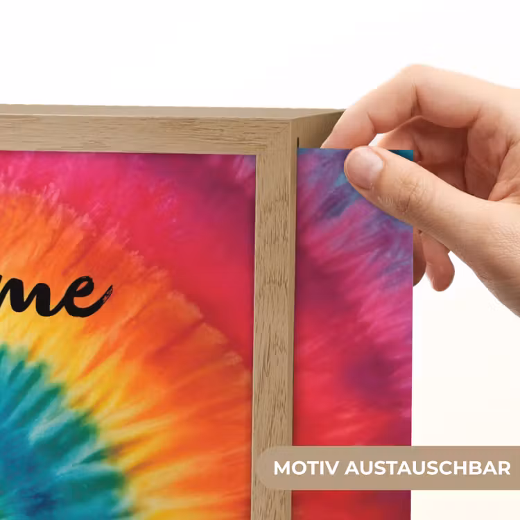 Tie Dye - Regenboogtinten - Klassiek Light Box met batterij (Wandlamp kind) middel -USP_websiteprintDE
