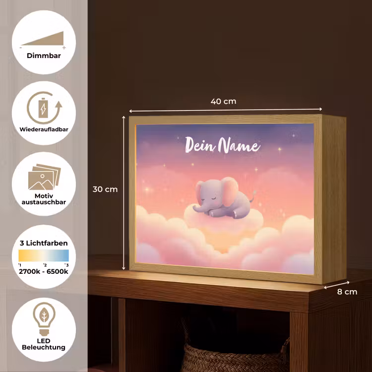 Dier - Roze - Wolken Light Box met batterij (Wandlamp kind) middel -USP_websiteoverzichtDE