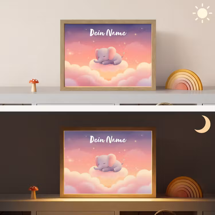 Dier - Roze - Wolken Light Box met batterij (Wandlamp kind) middel -sfeer3_kind