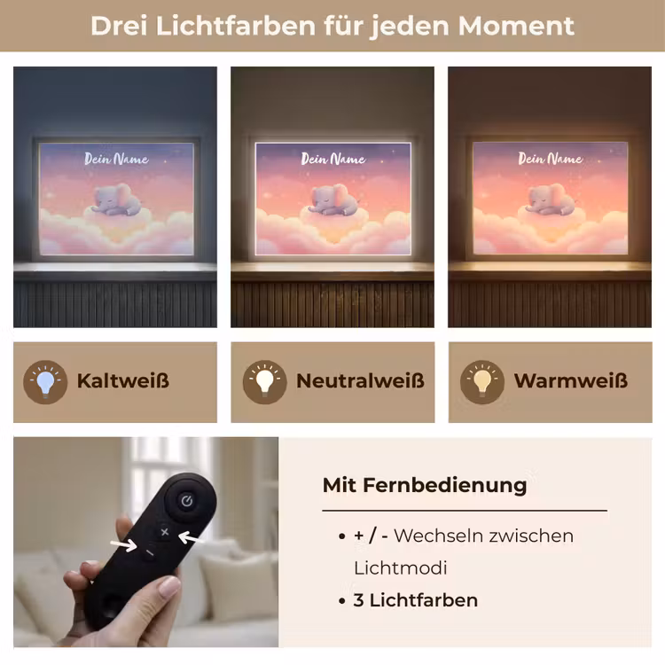 Dier - Roze - Wolken Light Box met batterij (Wandlamp kind) middel -USP_lichtkleurDE