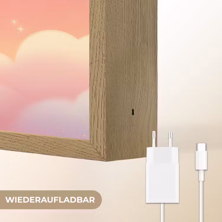 Dier - Roze - Wolken Light Box met batterij (Wandlamp kind) middel -USP_websiteoplaadbaarDE
