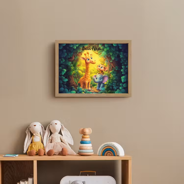 Dieren - Jungle - Giraf - Olifant - Aapje Light Box met batterij (Wandlamp kind) middel -sfeer2_kind