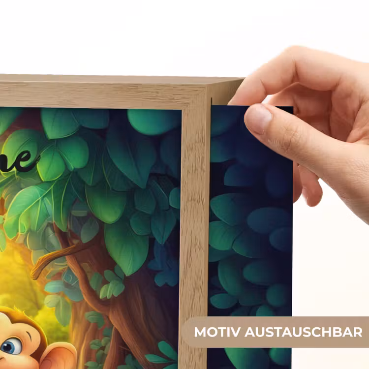 Dieren - Jungle - Giraf - Olifant - Aapje Light Box met batterij (Wandlamp kind) middel -USP_websiteprintDE