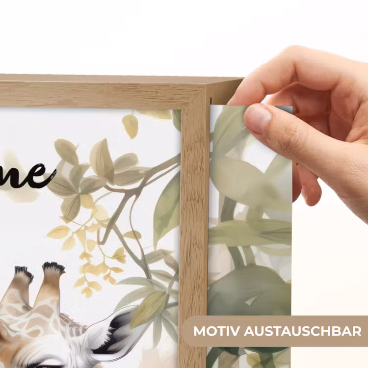 Dieren - Giraffe - Bladeren - Kinderen Light Box met batterij (Wandlamp kind) middel -USP_websiteprintDE