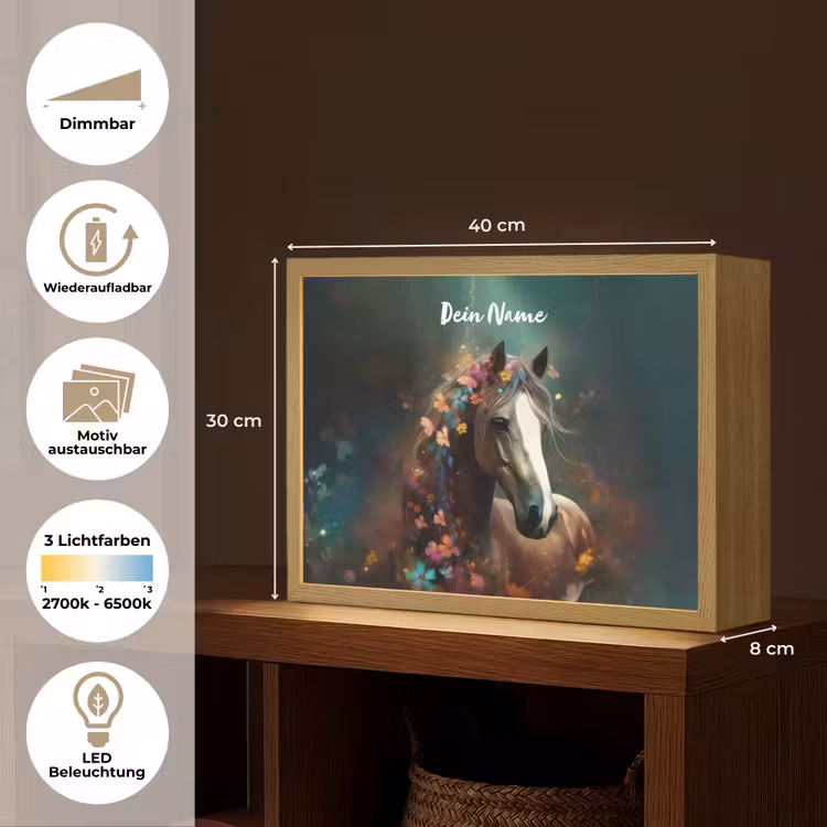 Dieren - Paard - Natuur - Vlinder - Bloemen Light Box met batterij (Wandlamp kind) middel -USP_websiteoverzichtDE