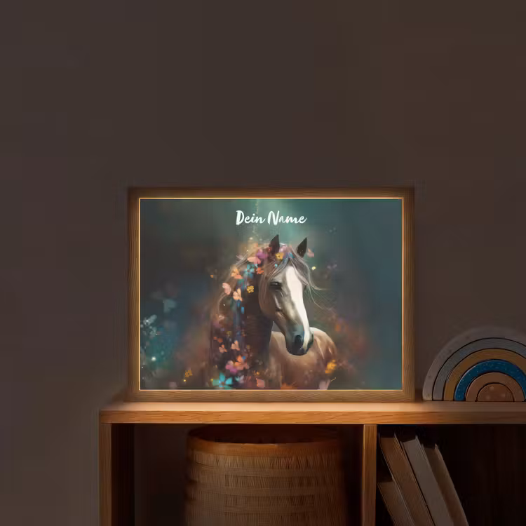 Dieren - Paard - Natuur - Vlinder - Bloemen Light Box met batterij (Wandlamp kind) middel -sfeer1_kind