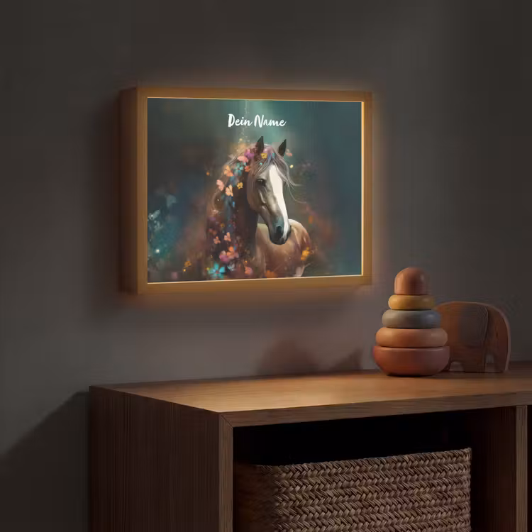 Dieren - Paard - Natuur - Vlinder - Bloemen Light Box met batterij (Wandlamp kind) middel -sfeer5_kind