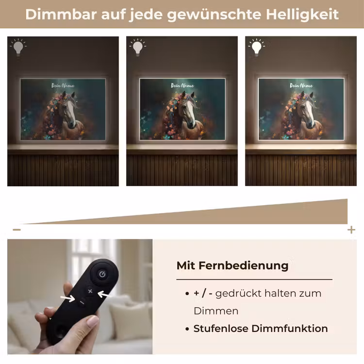 Dieren - Paard - Natuur - Vlinder - Bloemen Light Box met batterij (Wandlamp kind) middel -USP_dimbaarDE