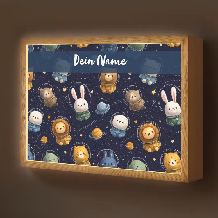 Dieren - Sterrenhemel - Ruimte Light Box met batterij (Wandlamp kind) middel -z3d_website