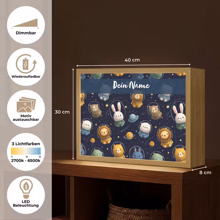 Dieren - Sterrenhemel - Ruimte Light Box met batterij (Wandlamp kind) middel -USP_websiteoverzichtDE