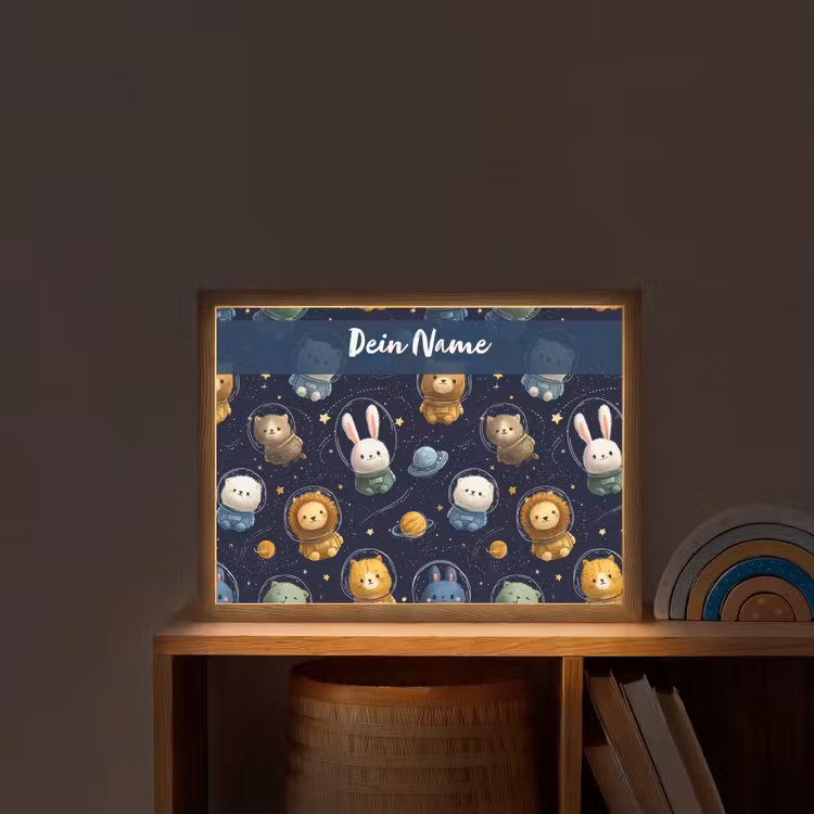 Dieren - Sterrenhemel - Ruimte Light Box met batterij (Wandlamp kind) middel -sfeer1_kind