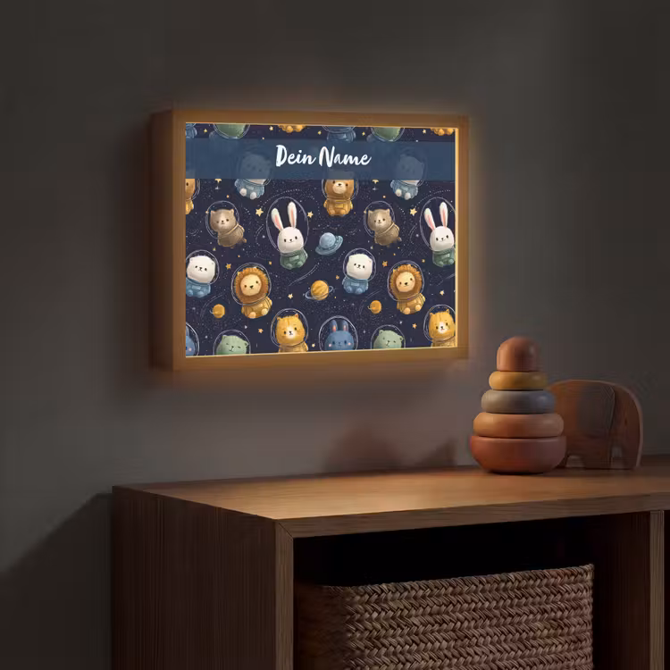 Dieren - Sterrenhemel - Ruimte Light Box met batterij (Wandlamp kind) middel -sfeer5_kind