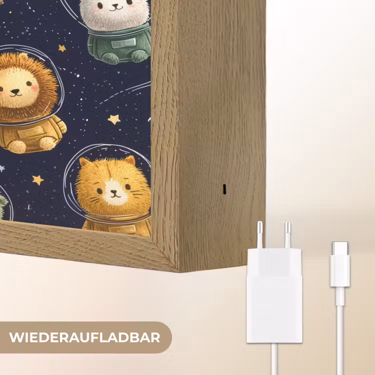 Dieren - Sterrenhemel - Ruimte Light Box met batterij (Wandlamp kind) middel -USP_websiteoplaadbaarDE