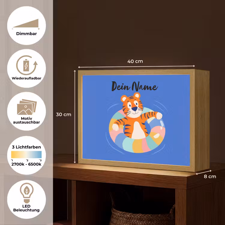 Tijger - Zwemband - Water Light Box met batterij (Wandlamp kind) middel -USP_websiteoverzichtDE