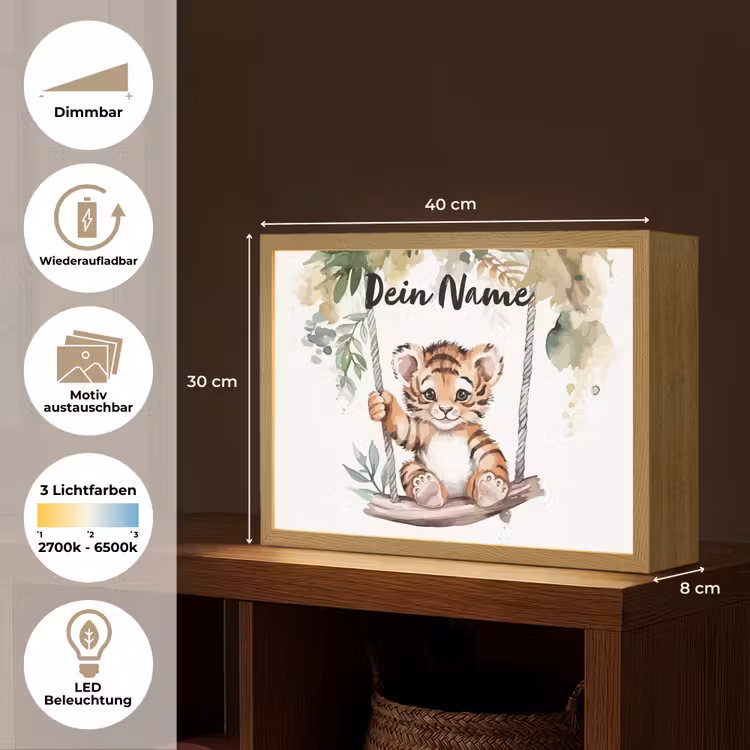 Tijger - Dier - Kinderen - Jungle Light Box met batterij (Wandlamp kind) middel -USP_websiteoverzichtDE