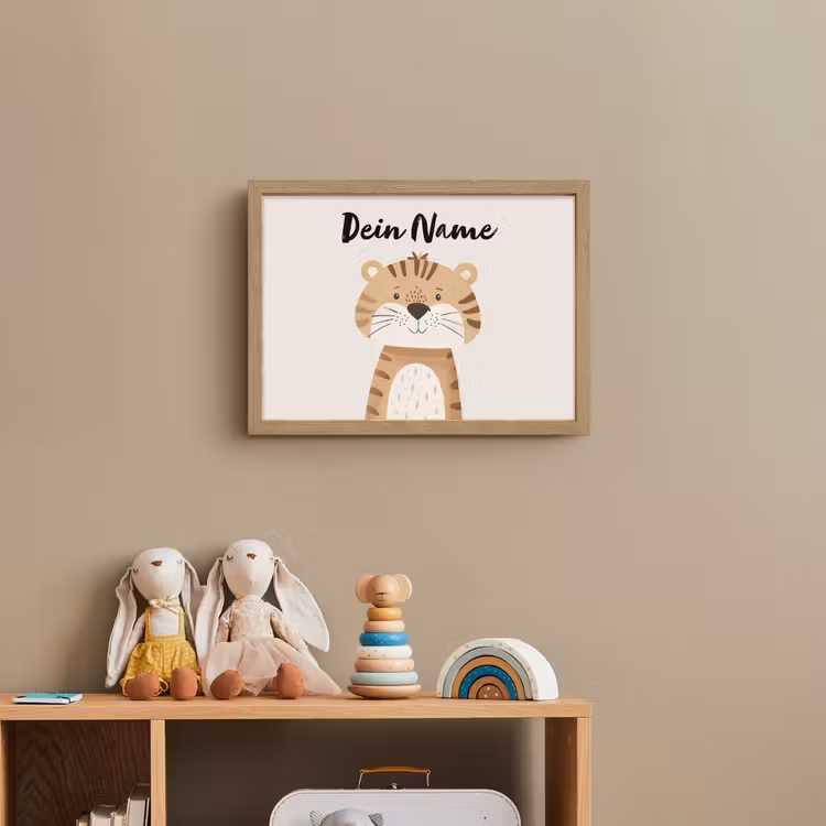 Tijger - Wilde dieren - Pastel Light Box met batterij (Wandlamp kind) middel -sfeer2_kind