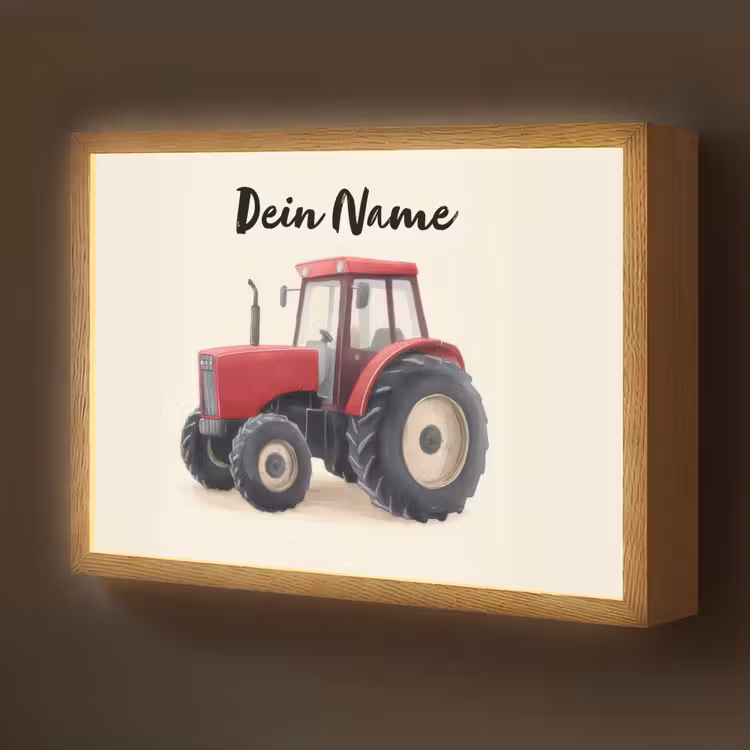 Tractor - Getekend - Rood Light Box met batterij (Wandlamp kind) middel -z3d_website