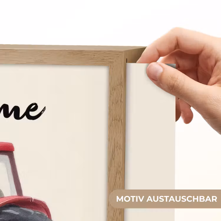 Tractor - Getekend - Rood Light Box met batterij (Wandlamp kind) middel -USP_websiteprintDE