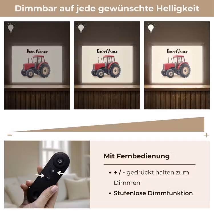 Tractor - Getekend - Rood Light Box met batterij (Wandlamp kind) middel -USP_dimbaarDE