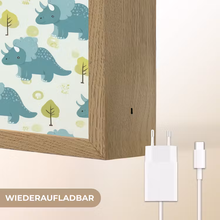 Triceratop - Dino - Stippen - Boompjes Light Box met batterij (Wandlamp kind) middel -USP_websiteoplaadbaarDE