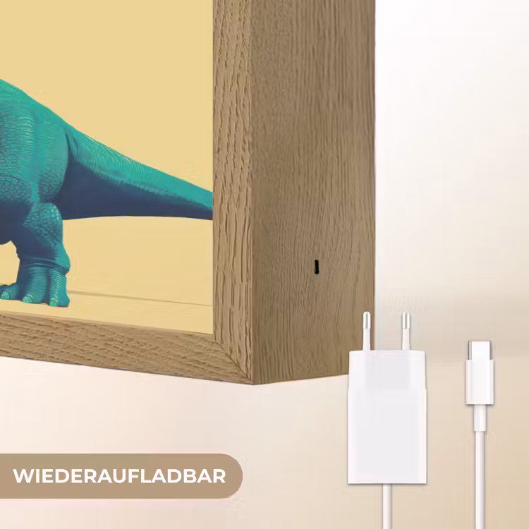 Triceratops - Hoorns - Cirkel - Oranje Light Box met batterij (Wandlamp kind) middel -USP_websiteoplaadbaarDE