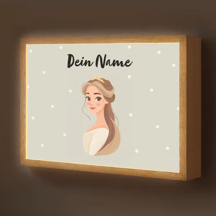Stippen - Prinses - Kroon - Haar Light Box met batterij (Wandlamp kind) middel -z3d_website