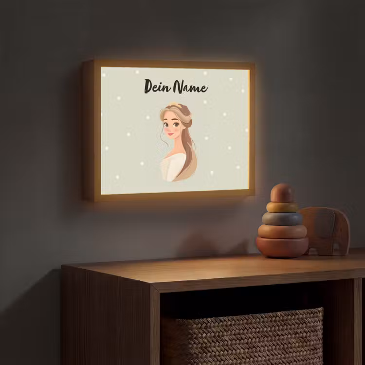 Stippen - Prinses - Kroon - Haar Light Box met batterij (Wandlamp kind) middel -sfeer5_kind