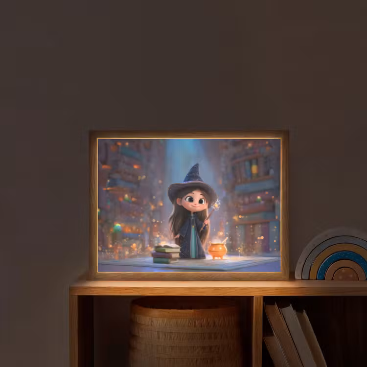 Tovenares - Magie - Toverstaf - Sterren Light Box met batterij (Wandlamp kind) middel -sfeer1_kind