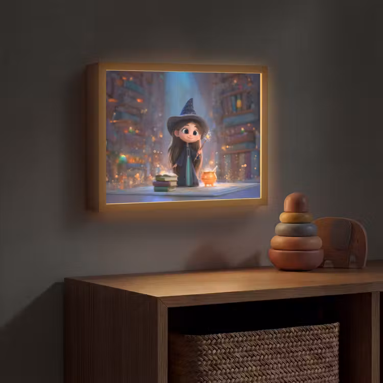 Tovenares - Magie - Toverstaf - Sterren Light Box met batterij (Wandlamp kind) middel -sfeer5_kind