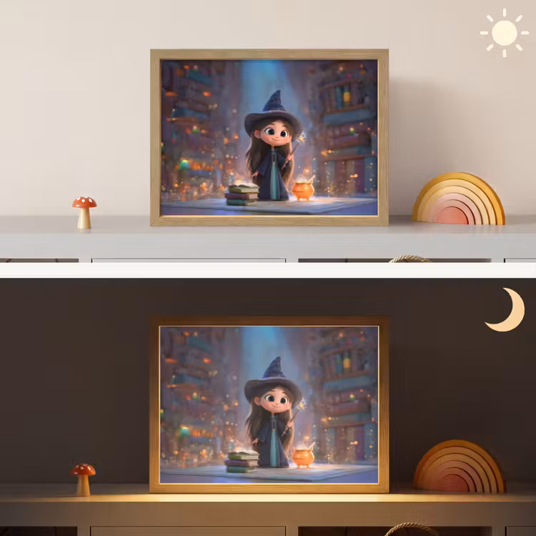 Tovenares - Magie - Toverstaf - Sterren Light Box met batterij (Wandlamp kind) middel -sfeer3_kind