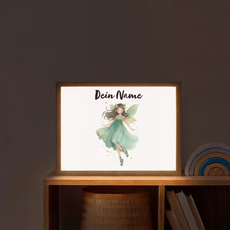 Bosfee - Groen - Sprookje Light Box met batterij (Wandlamp kind) middel -sfeer1_kind