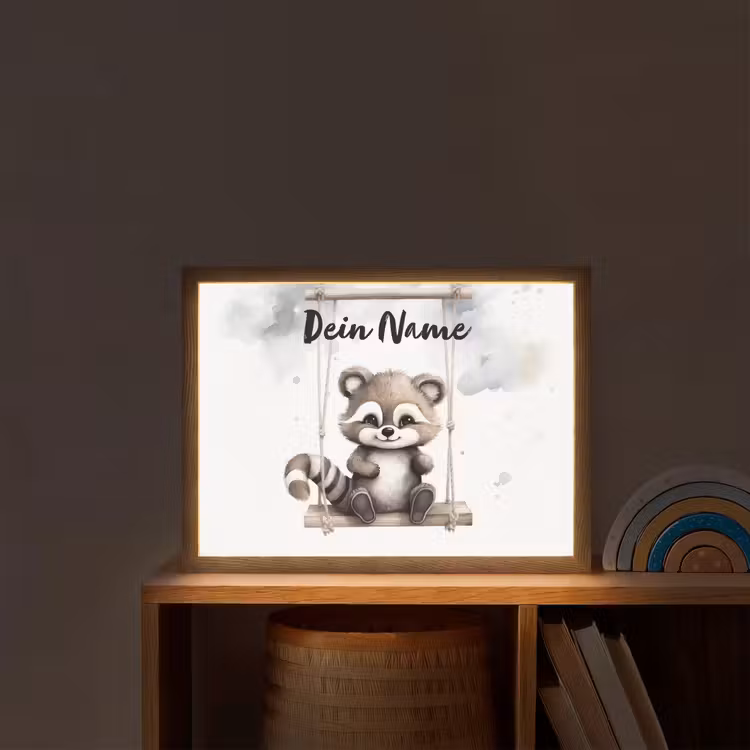 Wasbeer - Dier - Kinderen Light Box met batterij (Wandlamp kind) middel -sfeer1_kind