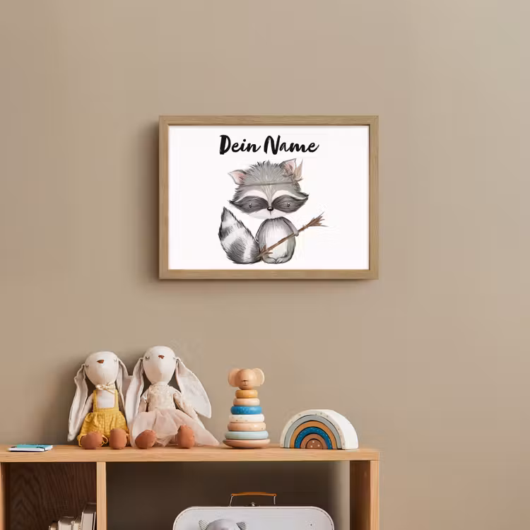 Wasbeer - Dier - Bosdieren Light Box met batterij (Wandlamp kind) middel -sfeer2_kind