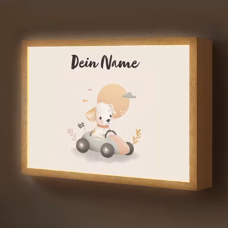 Puppy - Oranje - Raceauto Light Box met batterij (Wandlamp kind) middel -z3d_website