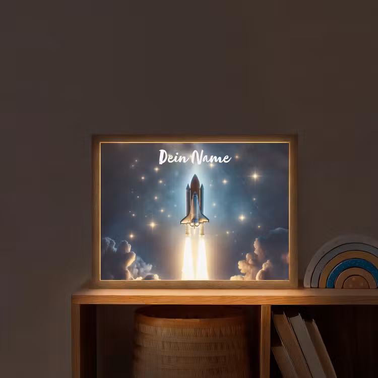 Ruimtevaart - Raket - Space - Sterren Light Box met batterij (Wandlamp kind) middel -sfeer1_kind