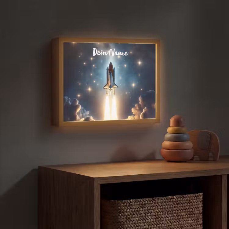 Ruimtevaart - Raket - Space - Sterren Light Box met batterij (Wandlamp kind) middel -sfeer5_kind