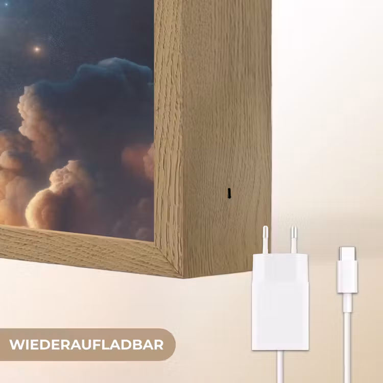 Ruimtevaart - Raket - Space - Sterren Light Box met batterij (Wandlamp kind) middel -USP_websiteoplaadbaarDE