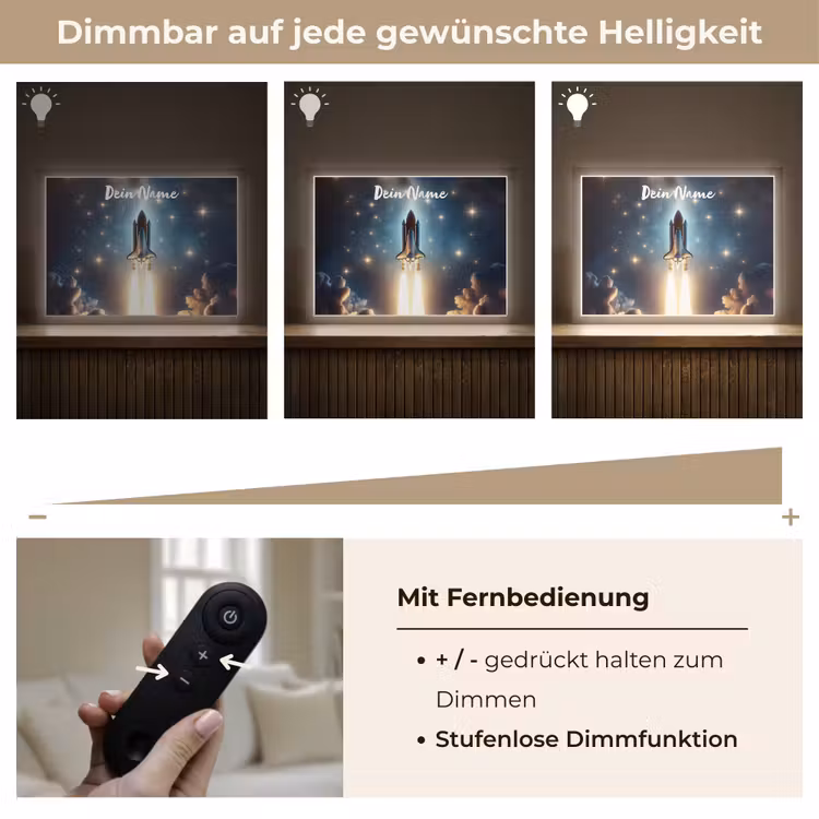 Ruimtevaart - Raket - Space - Sterren Light Box met batterij (Wandlamp kind) middel -USP_dimbaarDE