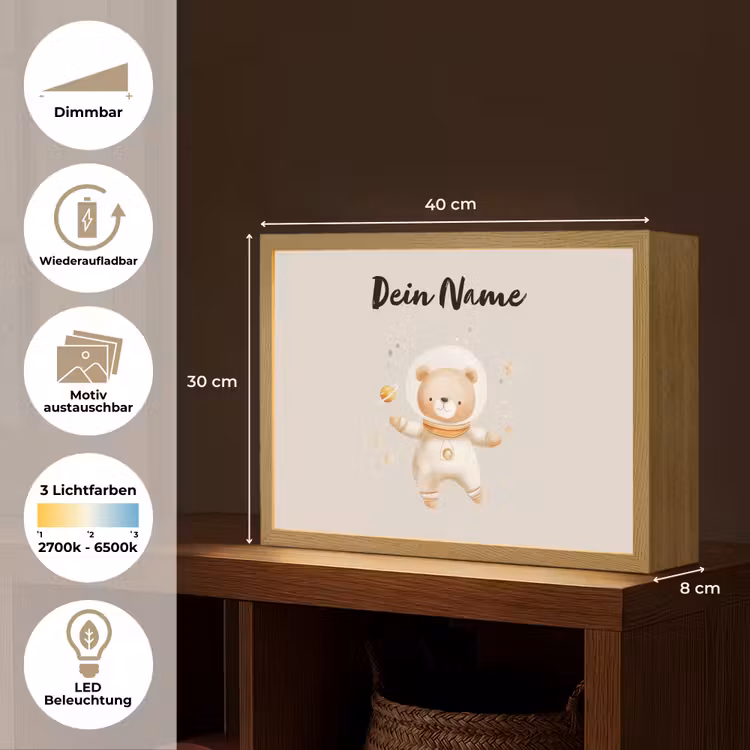Ruimte - Sterren - Beige - Beer Light Box met batterij (Wandlamp kind) middel -USP_websiteoverzichtDE