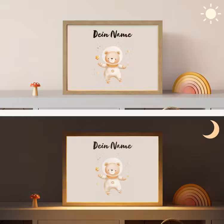 Ruimte - Sterren - Beige - Beer Light Box met batterij (Wandlamp kind) middel -sfeer3_kind