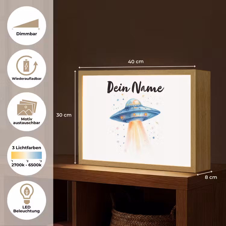Ruimte - Ufo - Sterren Light Box met batterij (Wandlamp kind) middel -USP_websiteoverzichtDE