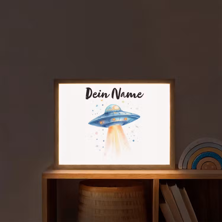 Ruimte - Ufo - Sterren Light Box met batterij (Wandlamp kind) middel -sfeer1_kind
