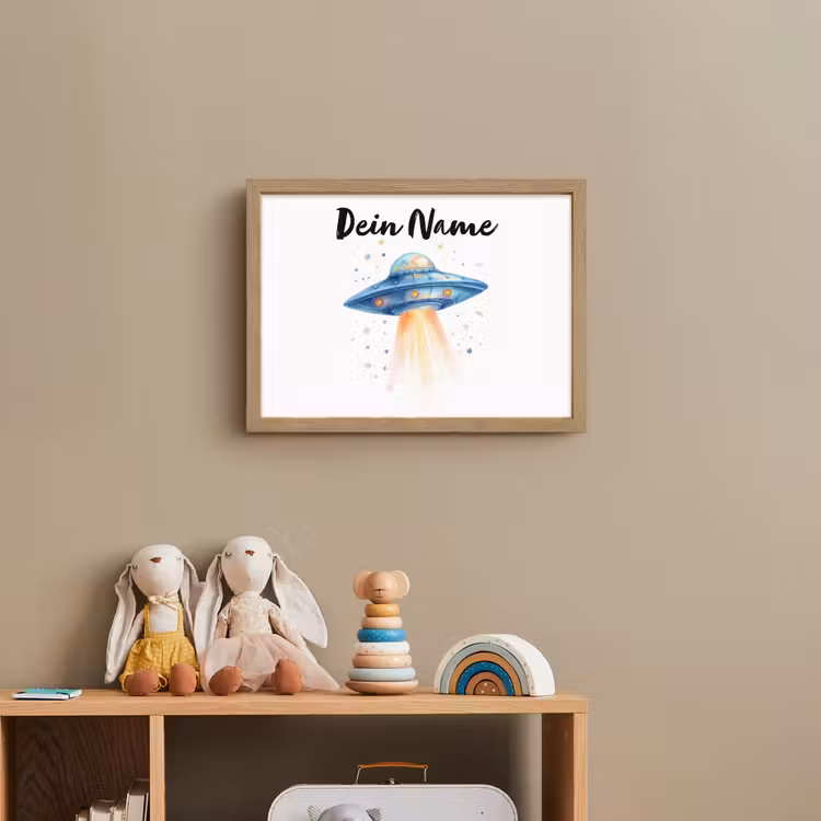 Ruimte - Ufo - Sterren Light Box met batterij (Wandlamp kind) middel -sfeer2_kind