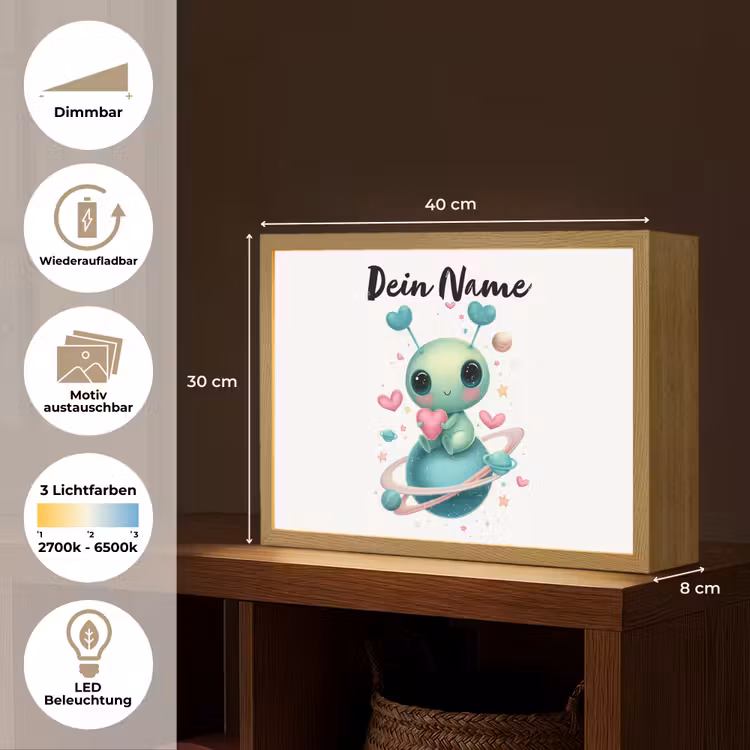 Ruimte - Wezen - Hartjes - Planeet Light Box met batterij (Wandlamp kind) middel -USP_websiteoverzichtDE