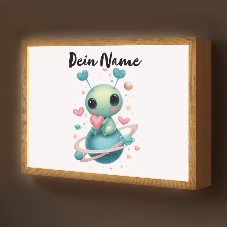 Ruimte - Wezen - Hartjes - Planeet Light Box met batterij (Wandlamp kind) middel -z3d_website