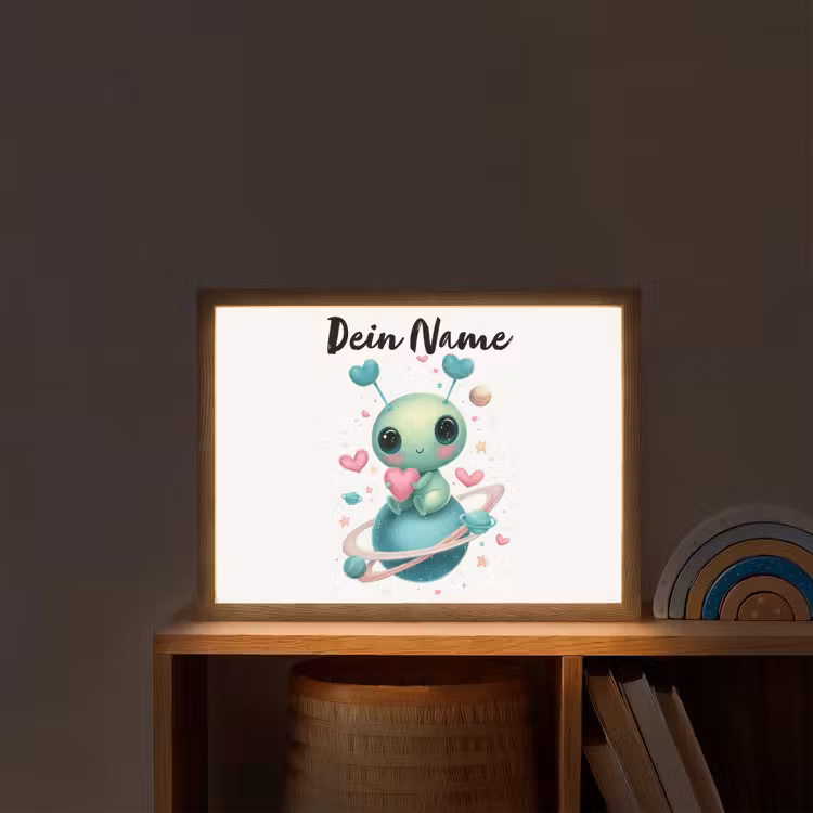 Ruimte - Wezen - Hartjes - Planeet Light Box met batterij (Wandlamp kind) middel -sfeer1_kind